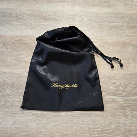 Honey Birdette Large Black Satin Drawstring Dust Bag Travel Storage Pouch NWOT - Picture 3 of 15